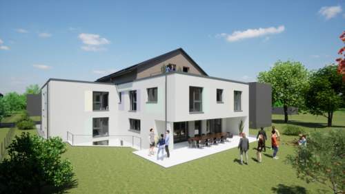 Dafür sammeln wir Spenden: Modell des neuen Arche-Hauses in Landsberg (Entwurf: Ronald Beck)