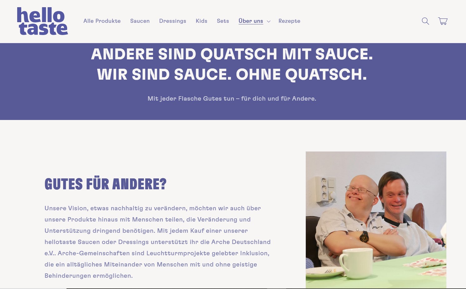 Internet-Seite der Firma "hello taste"